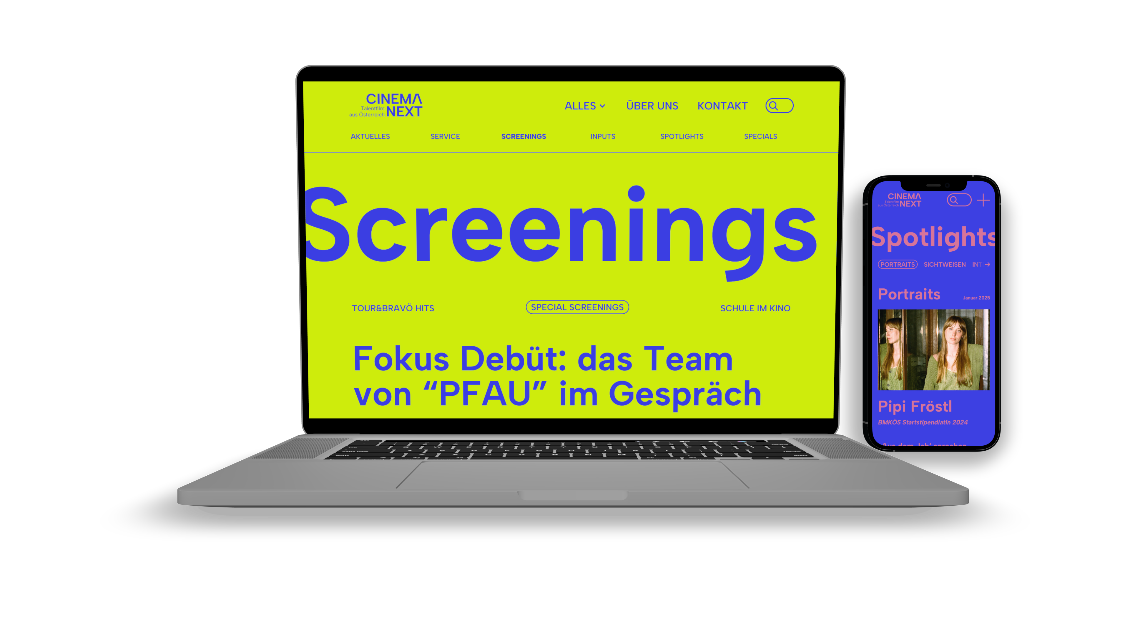 Cinema Next Laptop mockup landingpage