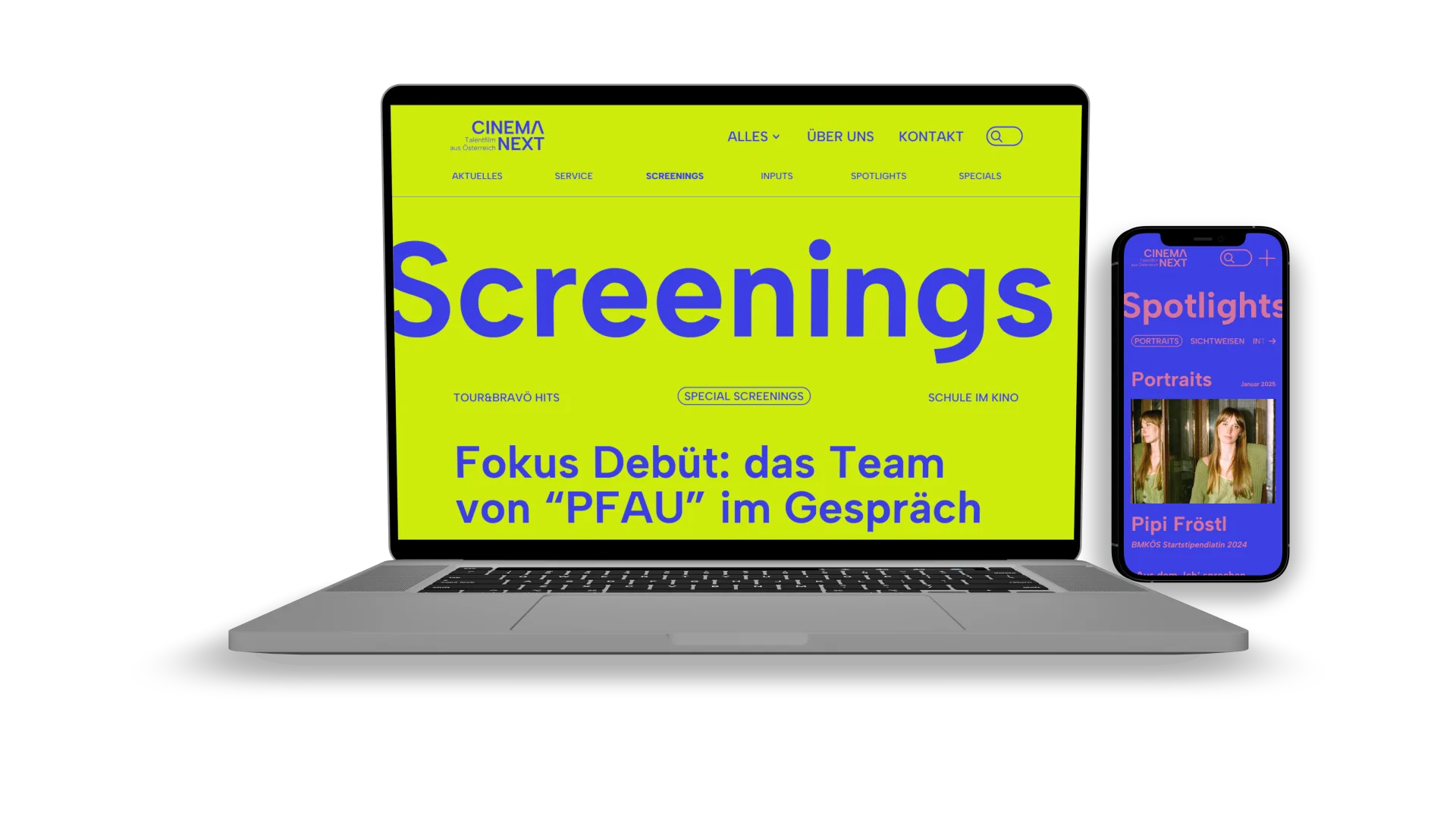 Cinema Next Laptop mockup landingpage