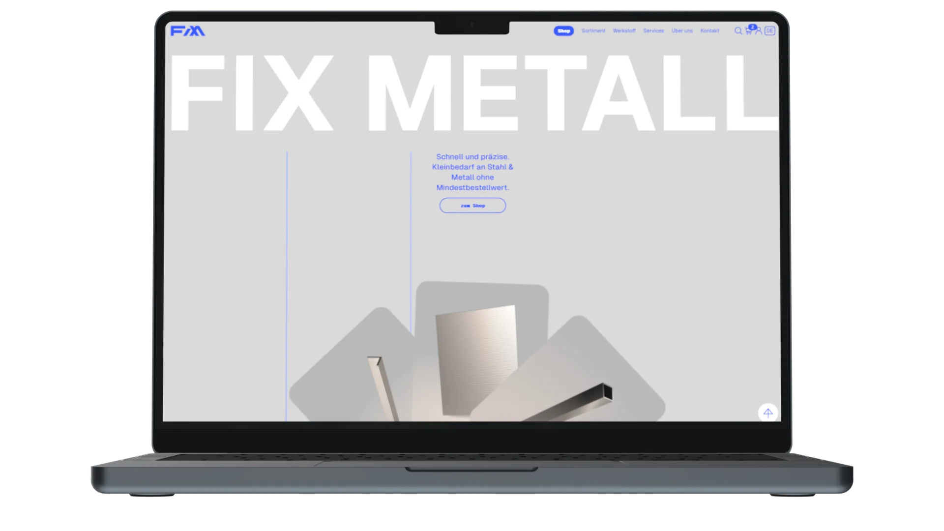 Fixmetall Laptop Mockup der Startseite