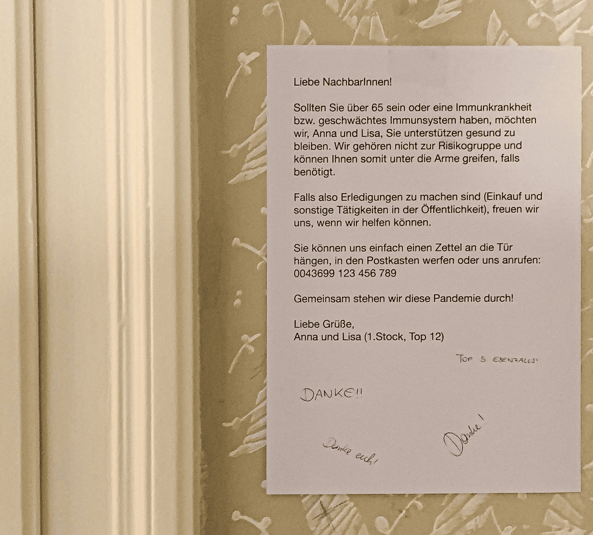 Hilfma note shows offer to help