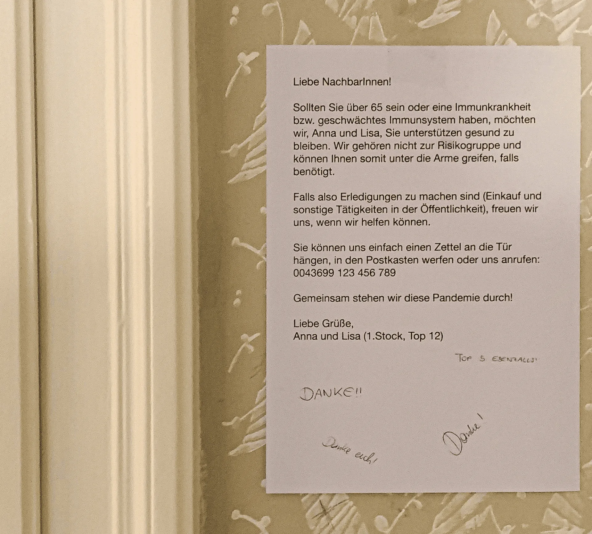Hilfma note shows offer to help