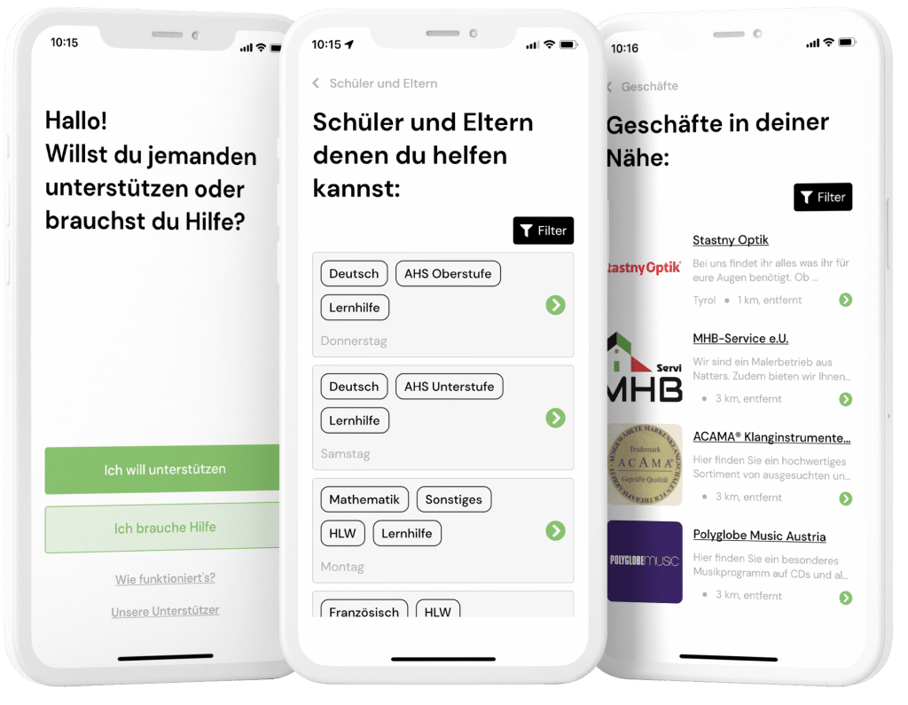 Hilfma mockups in smartphones