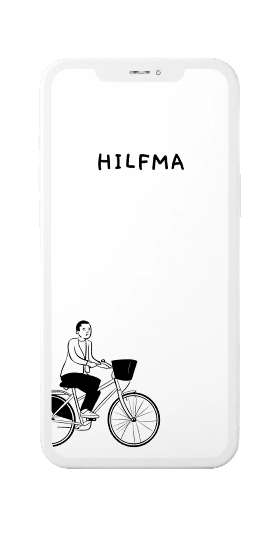 Hilfma start view of the app