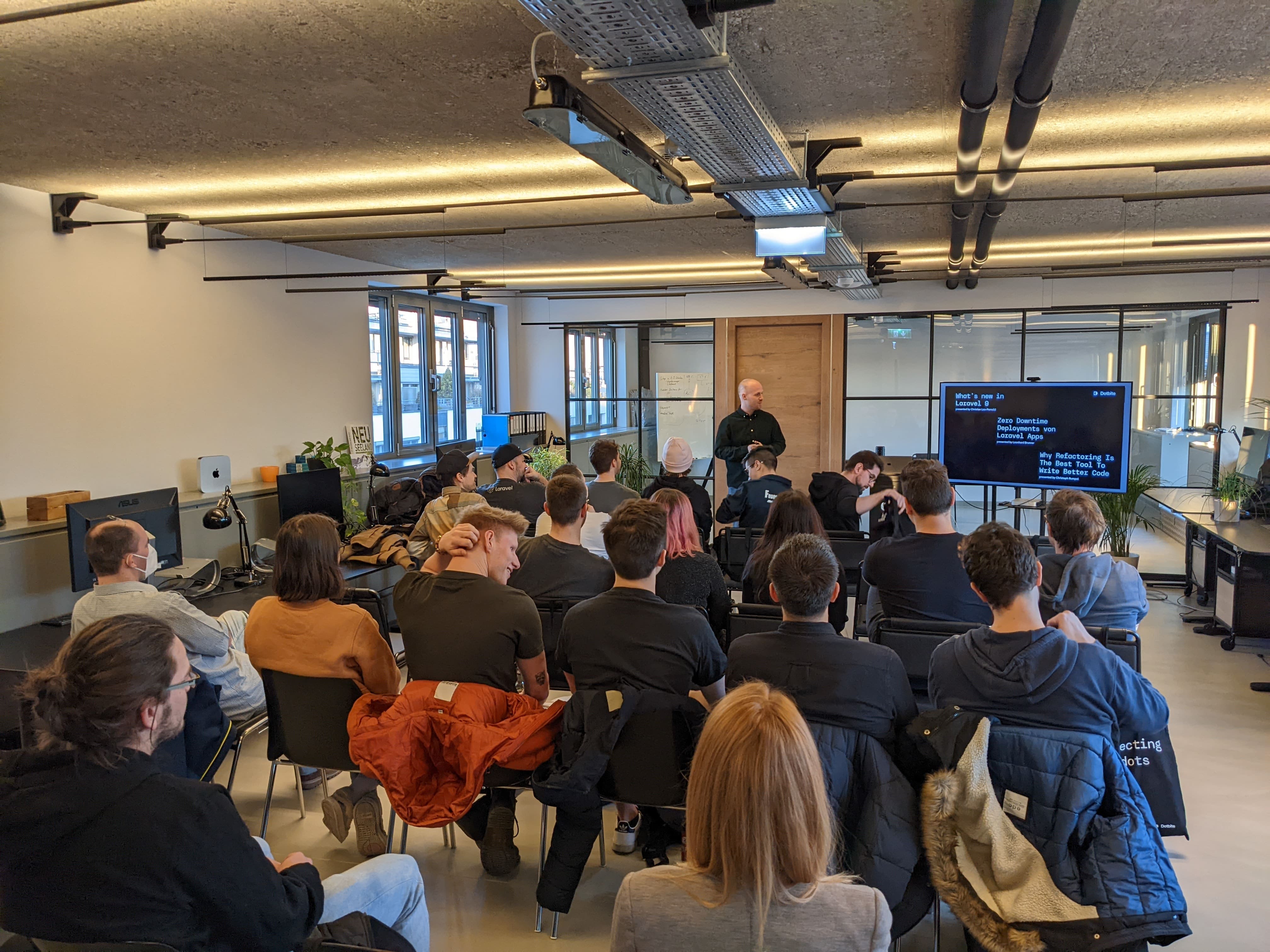 Adrian giving an intro the the Laravel Event Crowd Adrian giving an intro the the Laravel Event Crowd